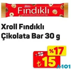 XROLL FINDIKLI ÇİKOLATA BAR 30 G